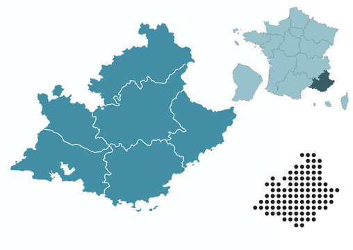 Set maps of Provence-Alpes-C&ocirc;te d'Azur province