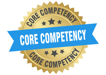 core competency. core competency round blue and gold label isolated on transparent background