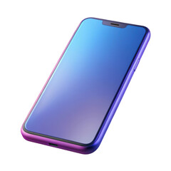 3d modern smartphone with gradient screen isolated on transparent background