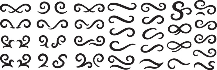 Elegant Flourishes A Collection of Ornate Swirls and Calligraphic Accents for Design Embellishments and Vintage Style Decorations