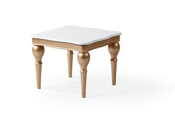 classic coffee table with decoration isolated on white background .