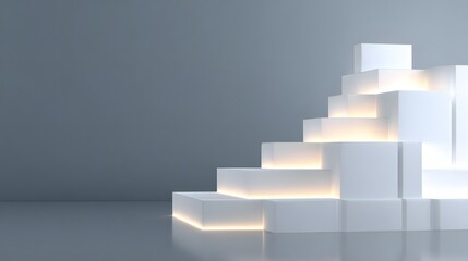 White geometric shapes with glowing edges.