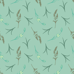 Fototapeta premium Seamless vector pattern. Botanical pattern with flowers in doodle style. Summer floral background. Основные RGB