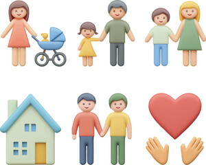 Family icon set silhouette 