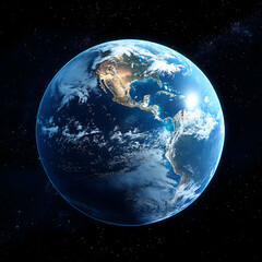 Fototapeta premium See the vibrant Earth from space, a stunning view of North and South America, perfect for science, technology, or environmental projects