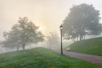 West Park in Oviedo, Spain, is a spacious urban green area offering walking paths, lush lawns and recreational zones