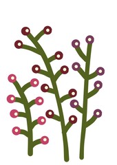  Abstract Branches Display Vibrant Berry Patterns Delicate Floral Stems Feature Colorful Round Fruits