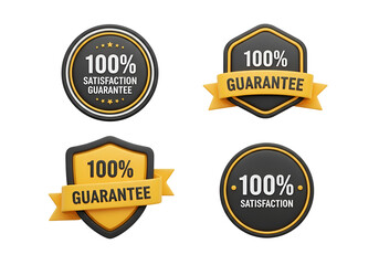 Obraz premium Satisfaction Guarantee and Quality Assurance Seals - Four Badges - Transparent Background