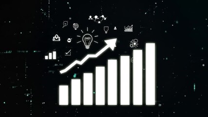Animated stock market trend analysis on futuristic digital interface showing business growth and - Powered by Adobe