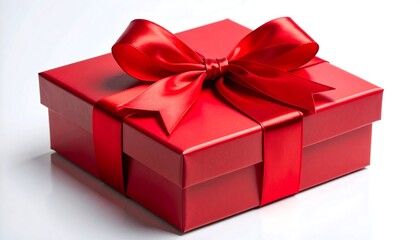 Obraz premium Red gift box with a satin ribbon
