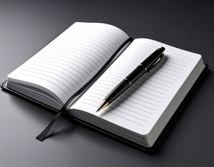 Open notebook with pen