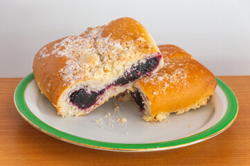 Bun filled with berries known in Poland as Jagodzianka.