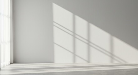 Fototapeta premium Geometric Window Shadows Cast Across a Serene, Empty Minimalist Room