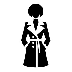 Fashionable woman in a coat illustration in stylish design with silhouette on light background