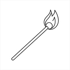 Fire Match Outline Drawing Vector Design