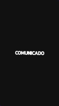 Repeating circular animation of the word "COMUNICADO" rotating in vertical loop with central circle expanding to fill the screen.