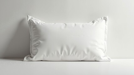Blank white rectangular mockup textile pillow for sleeping in light interior. Home decor template
