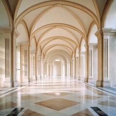 Elegant Basilica Interior with Archways and Marble Flooring