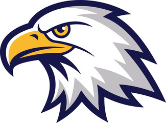 Stylized eagle head emblem with navy blue and yellow accents