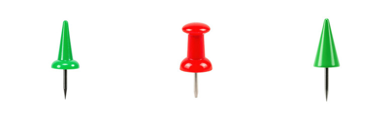 Organizing office supplies colorful push pins trio on office space product minimalist. Cut out set png