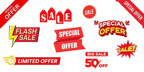 Sale tags set, set of sale tags