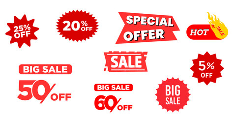 Sale tags set, set of sale tags