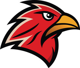 Stylized red bird of prey head mascot logo