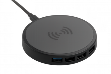 Modern wireless charging pad with multiple usb ports, providing convenient charging solutions for electronic devices