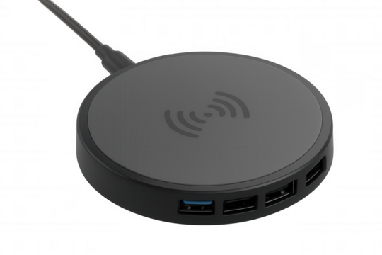 Modern wireless charging pad with multiple usb ports, providing convenient charging solutions for electronic devices