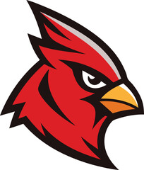 Aggressive red cardinal mascot head logo