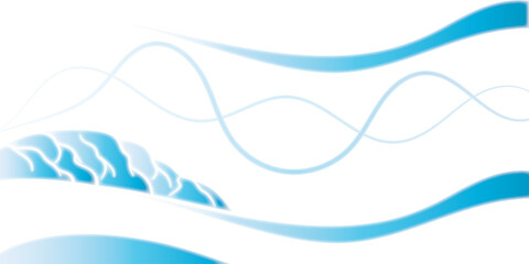 Abstract Wavy Blue Line Design with Brain creating a modern and elegant design on a White Background