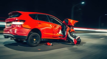 A long exposure photograph of a broken car accident 