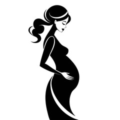 Elegant Pregnant Woman Silhouette Icon