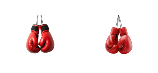 Boxing match preparation with red gloves sports arena indoor competitive spirit. Cut out set png
