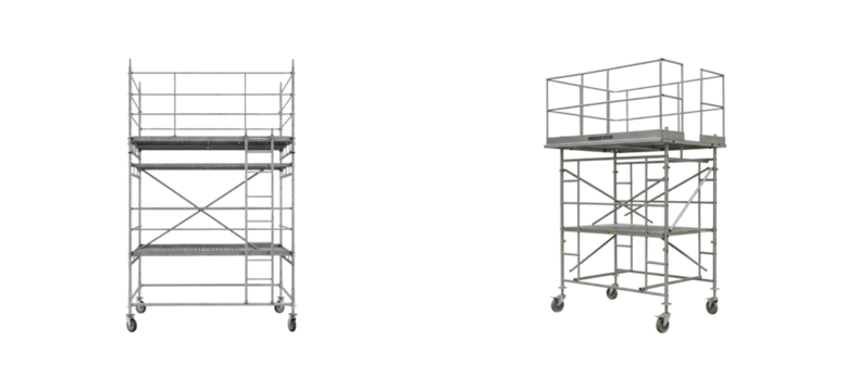 Construction scaffolding setup industrial site equipment workshop side temporary structure. Cut out set png