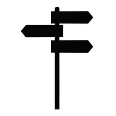 Three-Directional Black Signpost, Blank Arrows,  Directional Signage, Wayfinding