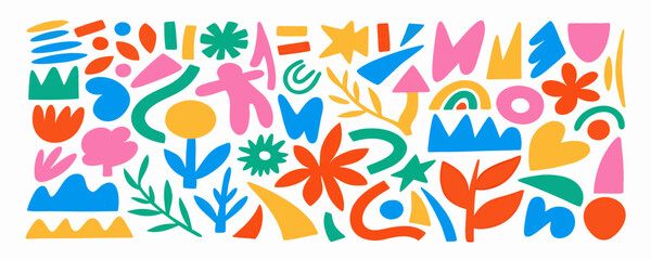 Colorful Abstract Shapes Pattern: Floral & Geometric Design