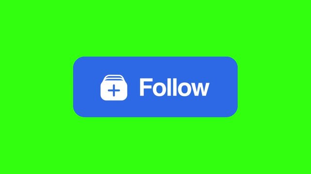 Blue Follow Button Animation with Green Screen Background