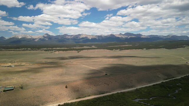 Aerial of Collegiate Peaks in Taylor Park Colorado in summer