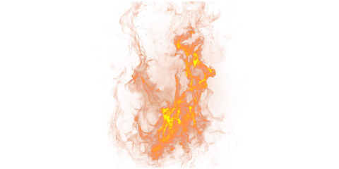 A vivid image of a fiery inferno with bright orange and yellow flames against a black background
