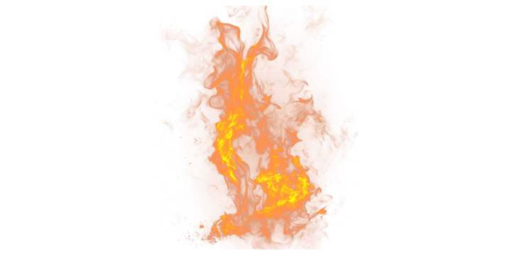 Isolated image showing a vibrant orange and yellow flame against a black background in a studio shot