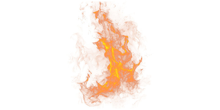 Isolated image of a vibrant orange and yellow flame with a black background in a vertical format