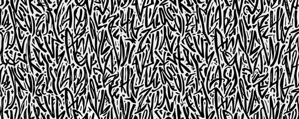 Abstract Black and White Graffiti Style Seamless Pattern