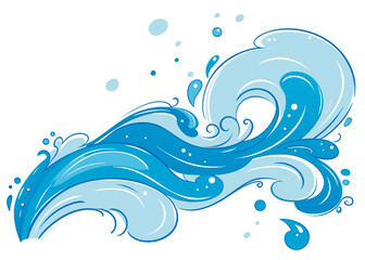 Blue Water Waves Splash Design Element Illustration