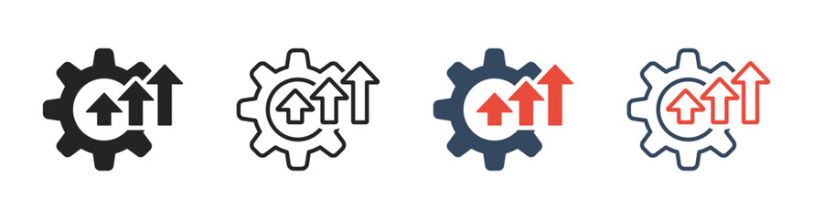 Operational excellence vector icon illustrations.  Production growth signs