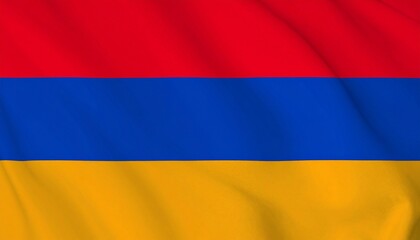 Armenia national flag with horizontal red, blue, and orange stripes.