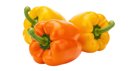 Isolated Group of Yellow and Orange Bell Peppers