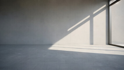 Obraz premium Interior view of a room with sunlight streaming through a window casting shadows on the wall and floor