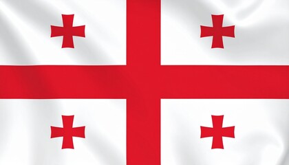 Georgia national flag with central red cross and four smaller crosses on white field.