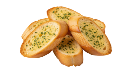 Isolated Garlic Bread Slices